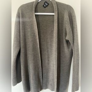 Eileen Fisher, light grey knit long sweater. Size large.